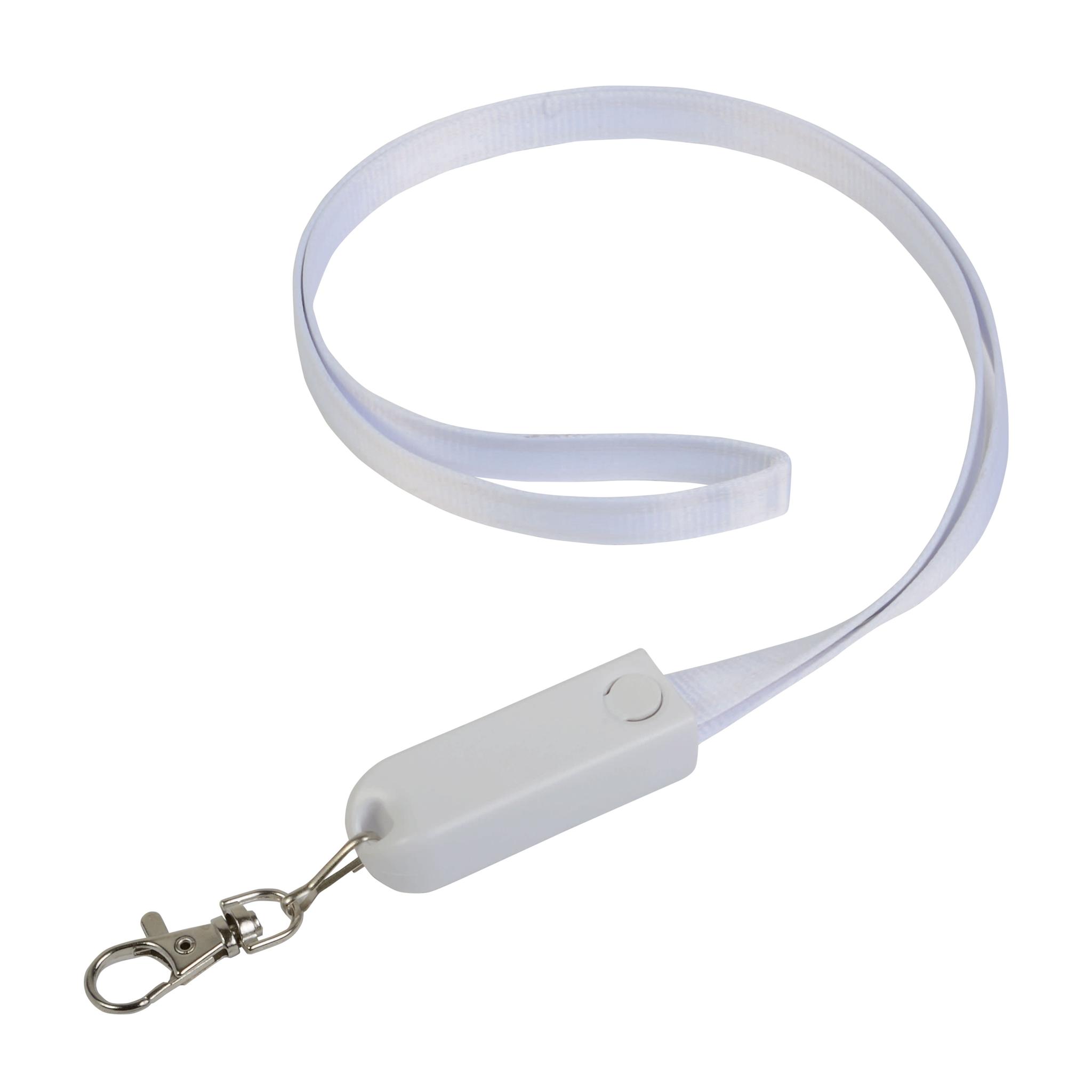 Nastro da collo con moschettone con funzione di cavo di ricarica con prese Micro-USB/Light Nastro da collo con moschettone con funzione di cavo di ricarica con prese Micro-USB/Light