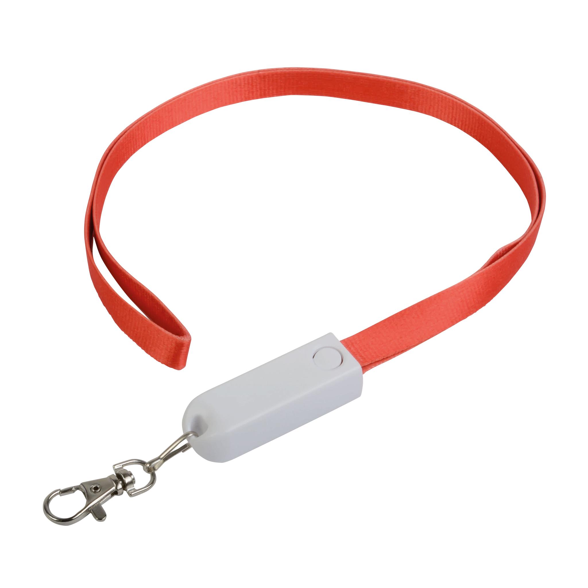 Nastro da collo con moschettone con funzione di cavo di ricarica con prese Micro-USB/Light Nastro da collo con moschettone con funzione di cavo di ricarica con prese Micro-USB/Light